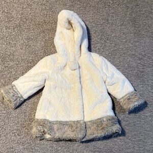 American Widgeon Cozy White Kids Jacket with Faux Fur Trim